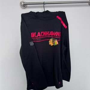 Fanatics Blackhawks Black and Red Long Sleeve Shirt